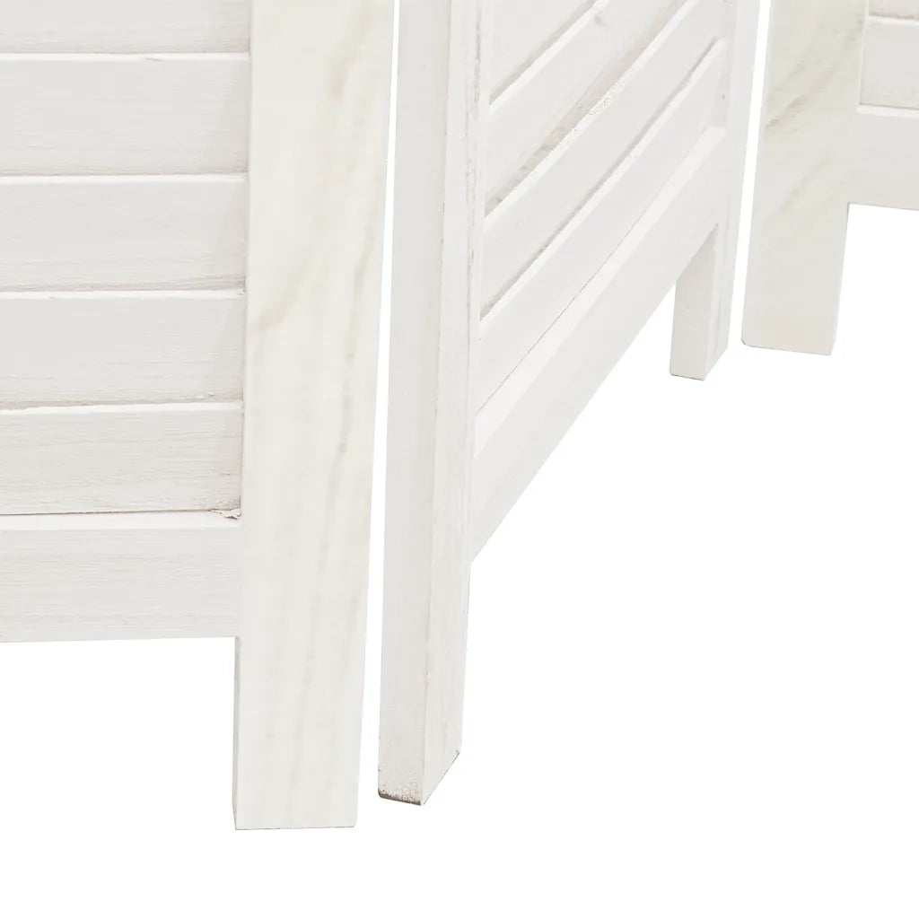 Divisorio Ambienti 3Pannelli Bianco Legno Massello di Paulownia 358832