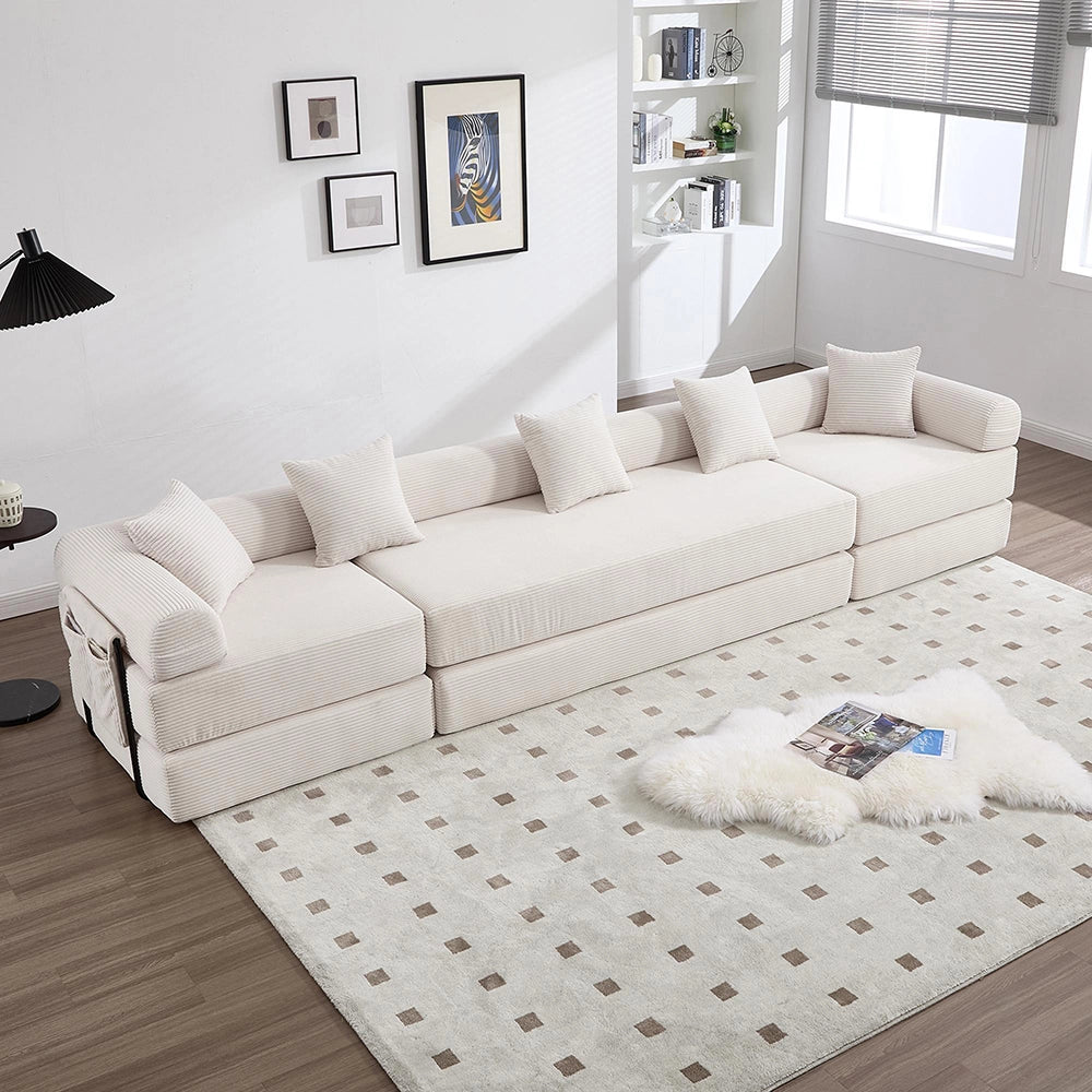 Divano modulare familiare - Xylo - Con contenitore, imballo sottovuoto, beige