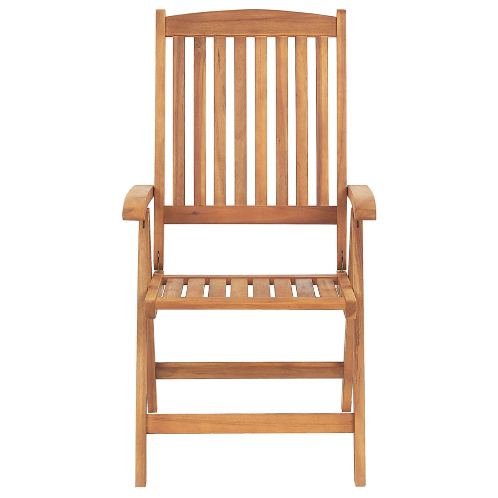 Set di 2 sedie da giardino in legno di acacia chiaro con cuscini blu pieghevole in stile rustico resistente ai raggi UV
