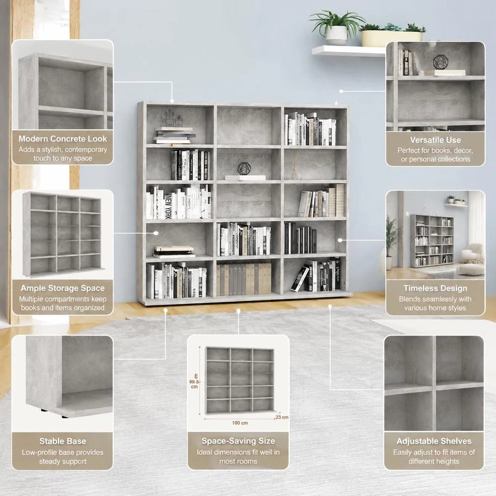 CD Rack, Concrete Grey, 100x23x89.5 Cm, Wood-based Material
