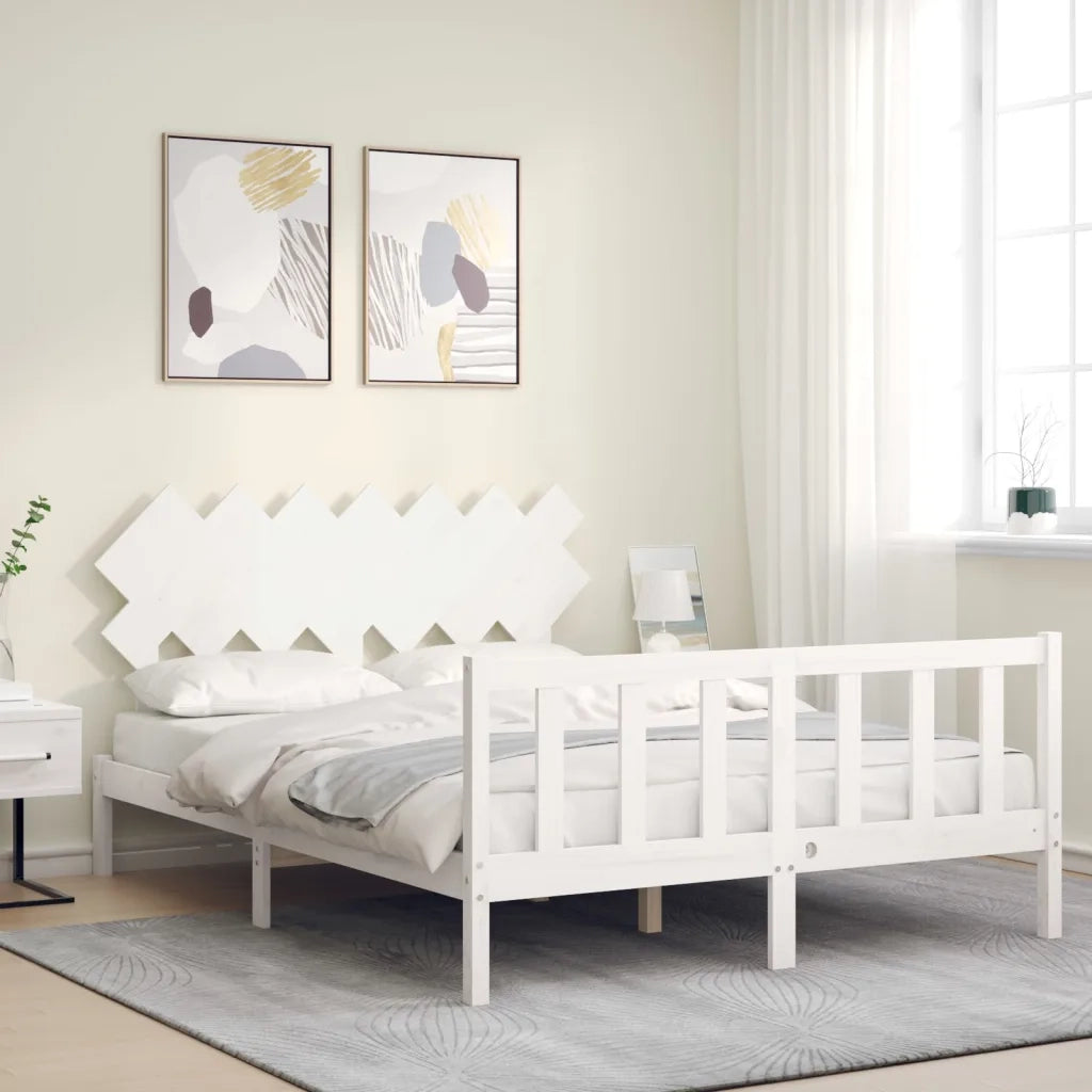 Giroletto senza Materasso-Struttura Letto Bianco 140x200 cm Legno Massello Pino 838445