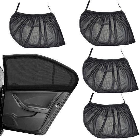 Zonnescherm universale auto con protezione UV - 4 pezzi - materiale elastico - ademendente - zonizzazione universale - auto - protezione UV