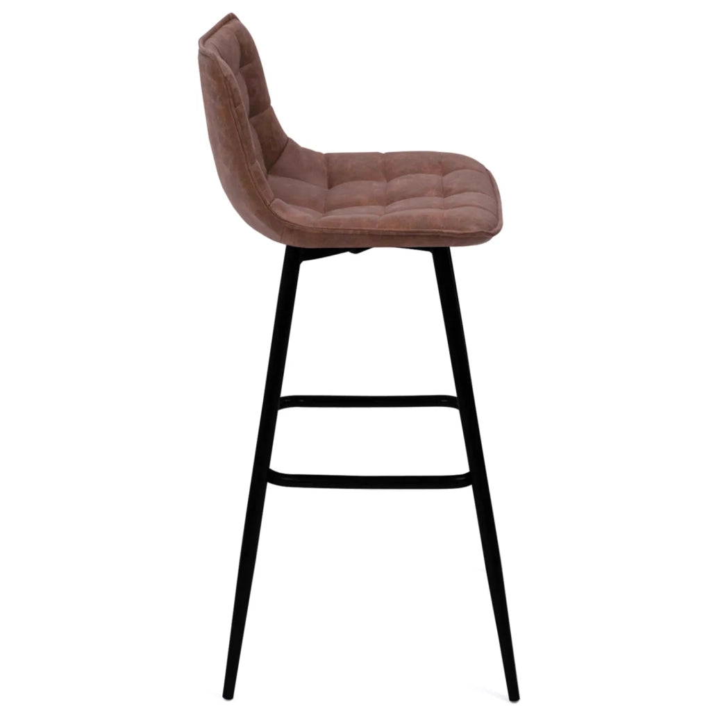 IDMarket - Set di 4 sgabelli da bar in velluto marrone vintage MADY