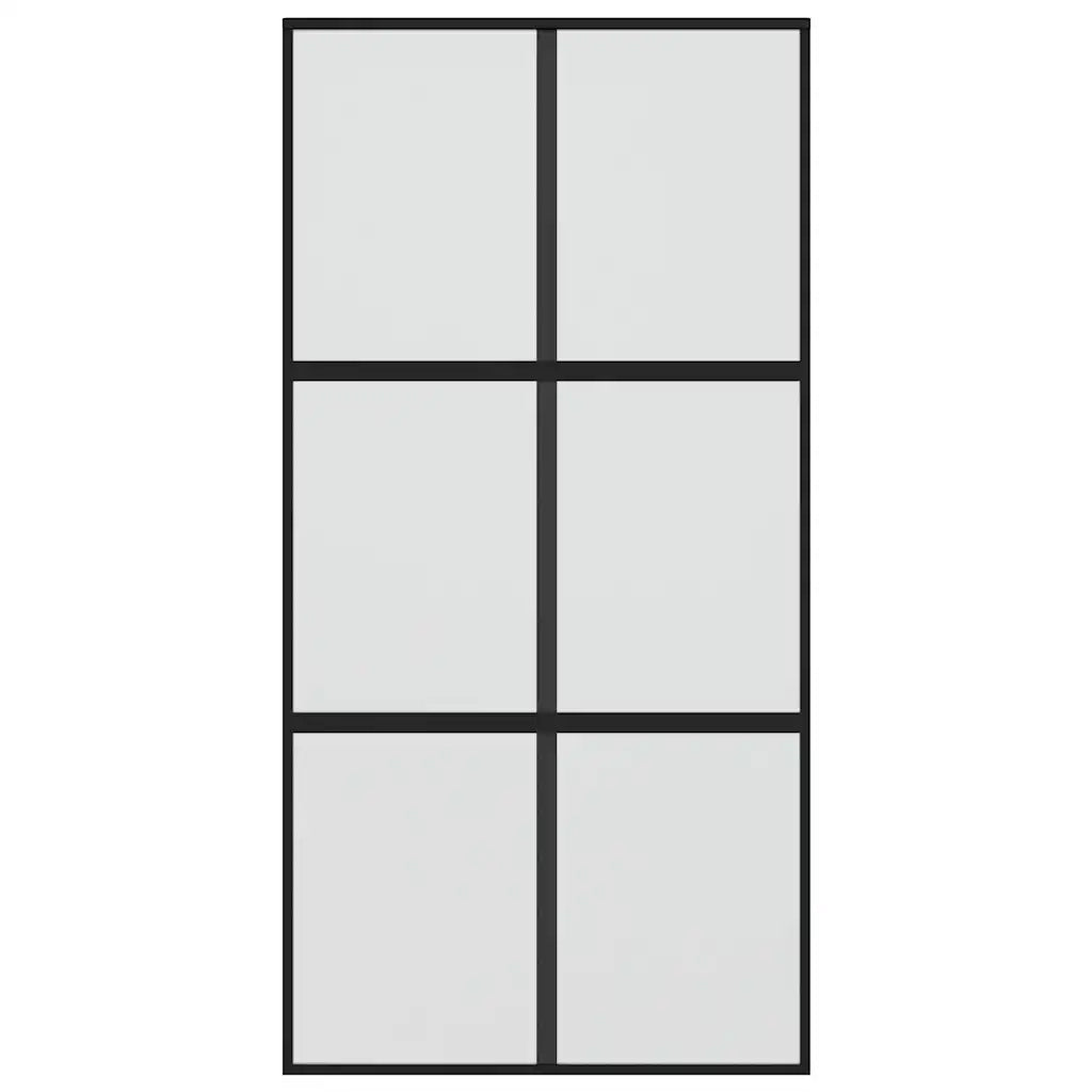 Porta Scorrevole Nera 102,5x205 cm Vetro Temperato e Alluminio