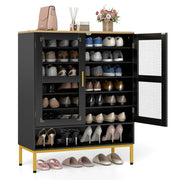 Scarpiera 80 x 37 x 106 cm con ripiani regolabili in legno dal design moderno in nero 20_0017181