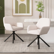 Set di 2 sedie girevoli in Sherpa bianco con braccioli, stile moderno