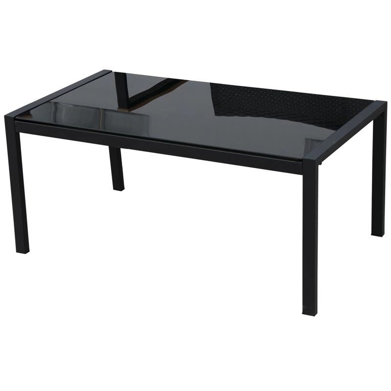 SET 4 PEZZI SALOTTINO DA GIARDINO IN PE RATTAN CON BRACCIOLI IN LEGNO NERO