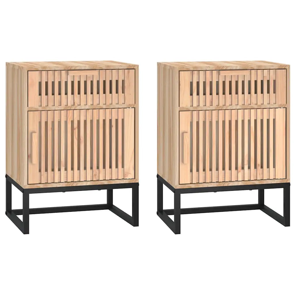 Comodini 2 pz-Set di 2 Tavolino da notte 40x30x55,5 cm Legno Multistrato e Ferro