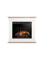 Camino Elettrico Riscaldante Da Pavimento Autoportante a LED - 28" - Bianco opaco / Rovere chiaro - 103 x 94 x 29 - LENOX