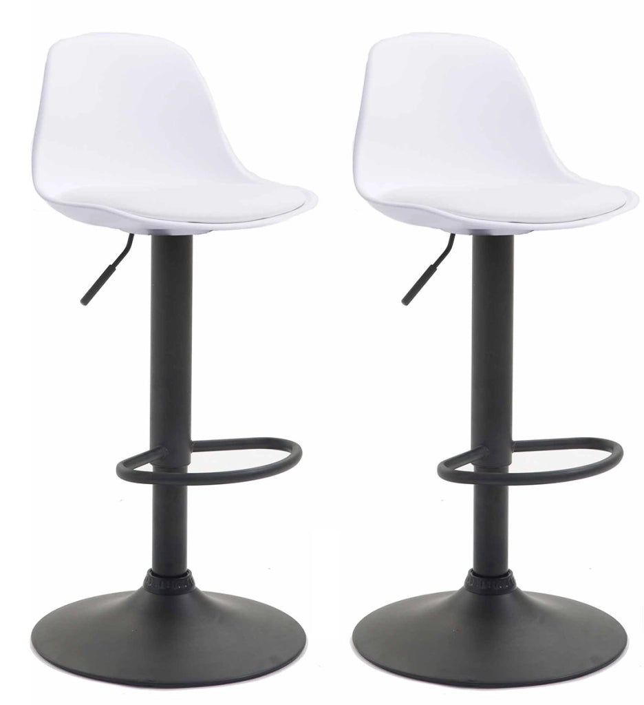 Set 2 sgabelli Kiel in polipropilene e similpelle nero,bianco