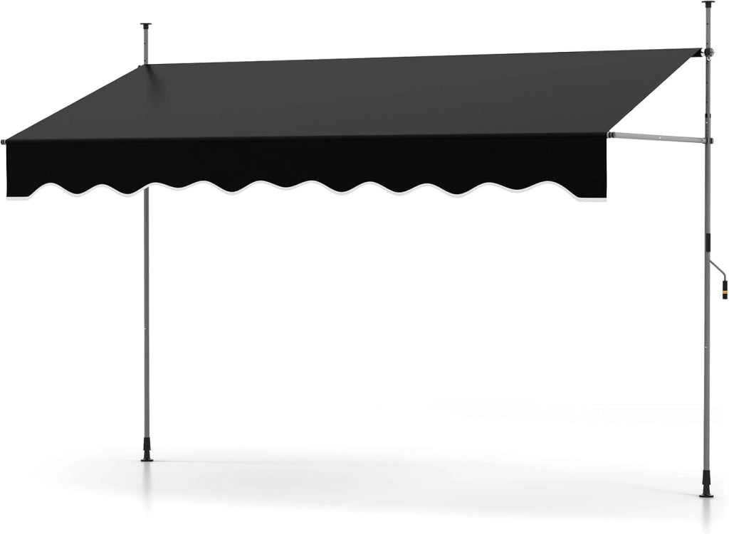 Tenda da Sole a Morsetto, Regolabile in Altezza e Inclinazione con Manovella, Telo Impermeabile e Resistente ai Raggi Solari e Telaio Antiruggine, Tenda Retrattile Senza Foratura (4M,Bianco)