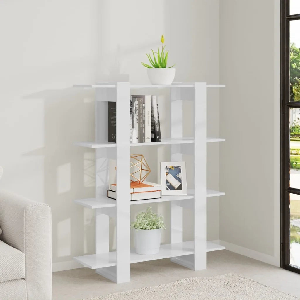 Libreria/Divisorio Bianco Lucido 100x30x123,5 cm 811544