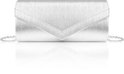 Clutch Zaffiro, Borsa da donna con cinturino rimovibile, Borsa da sera in pelle PU con disegno a strisce verticali per matrimonio, festa, uscita (22×10,5×5cm)
