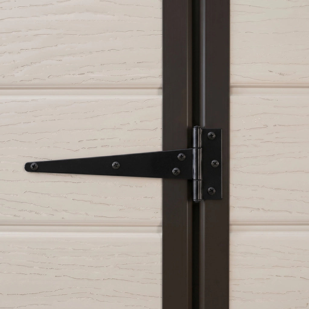 Manor Pent 6x6 - Casetta da Giardino 183,50x200x185 cm 1 Anta per deposito attrezzi finitura effetto legno graffiato in Resina Beige