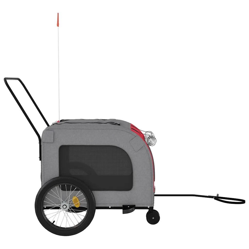 Rimorchio da Bici per Animali Rosso e Grigio Oxford e Ferro CFW5669701