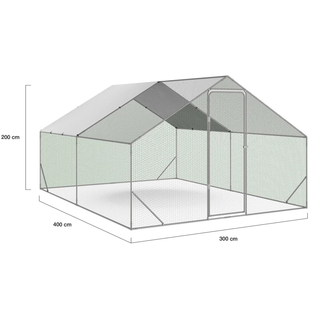 IDMarket - Recinto per polli 12 m² rete metallica 4x3 M in acciaio zincato