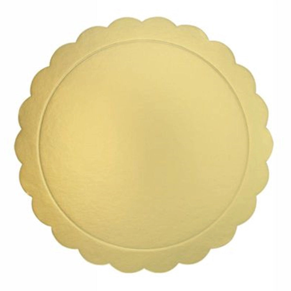 Trade Shop - Set 2 Pz Base Per Torta Rotonda Piatto Sottotorta Dorato 36 Cm Con Bordino 31167 -