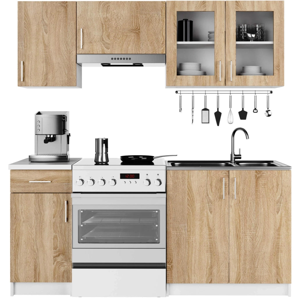 Vetrina da cucina sospesa AKORD LIMA Bianca 80 cm 2 porte inserto frontale Quercia Sonoma 80x30,5x58 cm