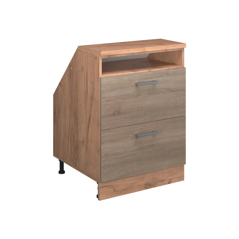 Mobile sottotetto Rion Sonoma/Rovere dorato 60 x 83.8 cm con 2 cassetti, carcassa 60 cm profondità Vicco