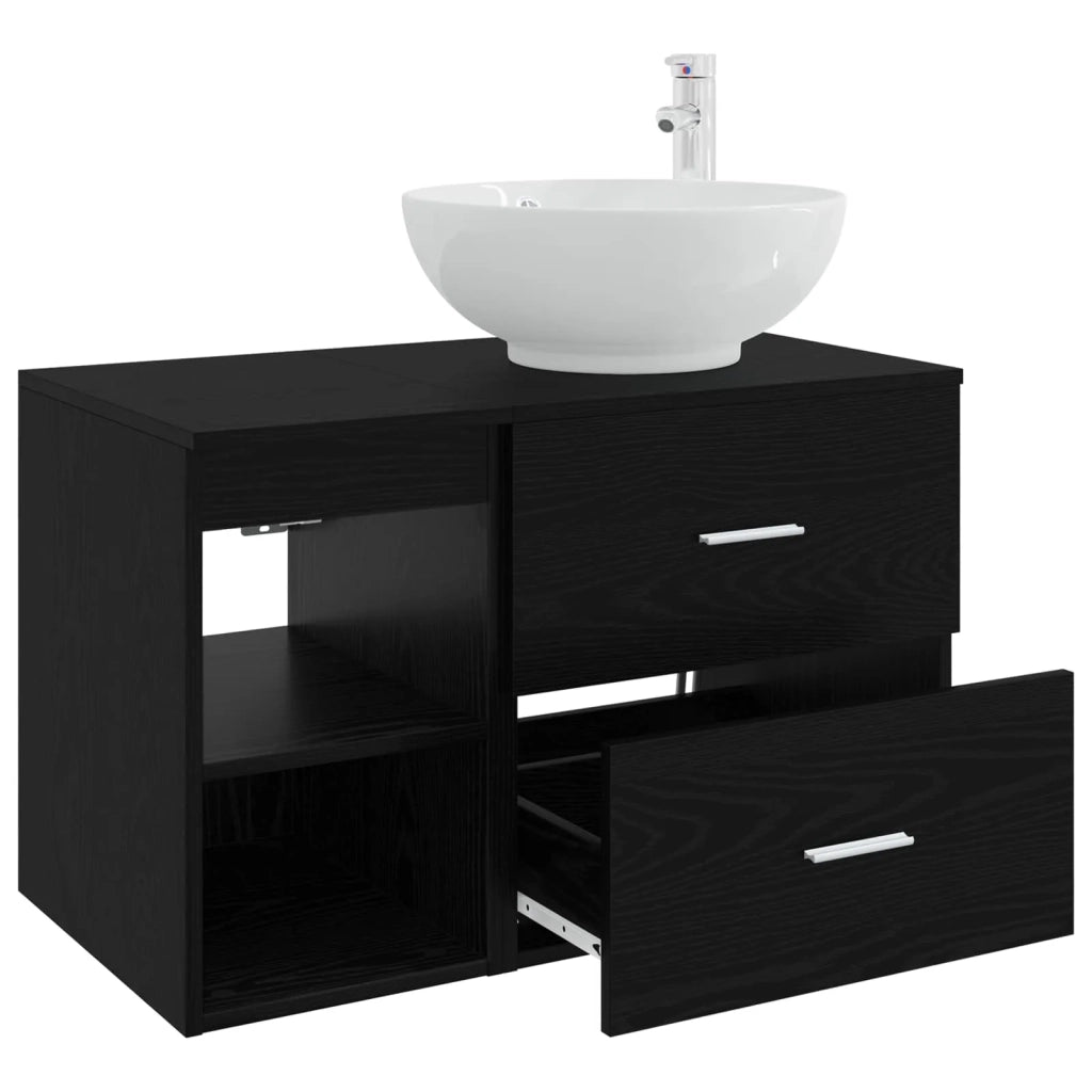 Set di mobili per il bagno 2 pcs Rovere Nero 3403913