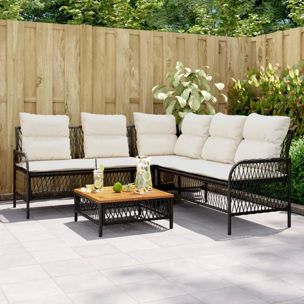 Set Divani da Giardino 2 pz con Cuscini in Polyrattan Nero 368733