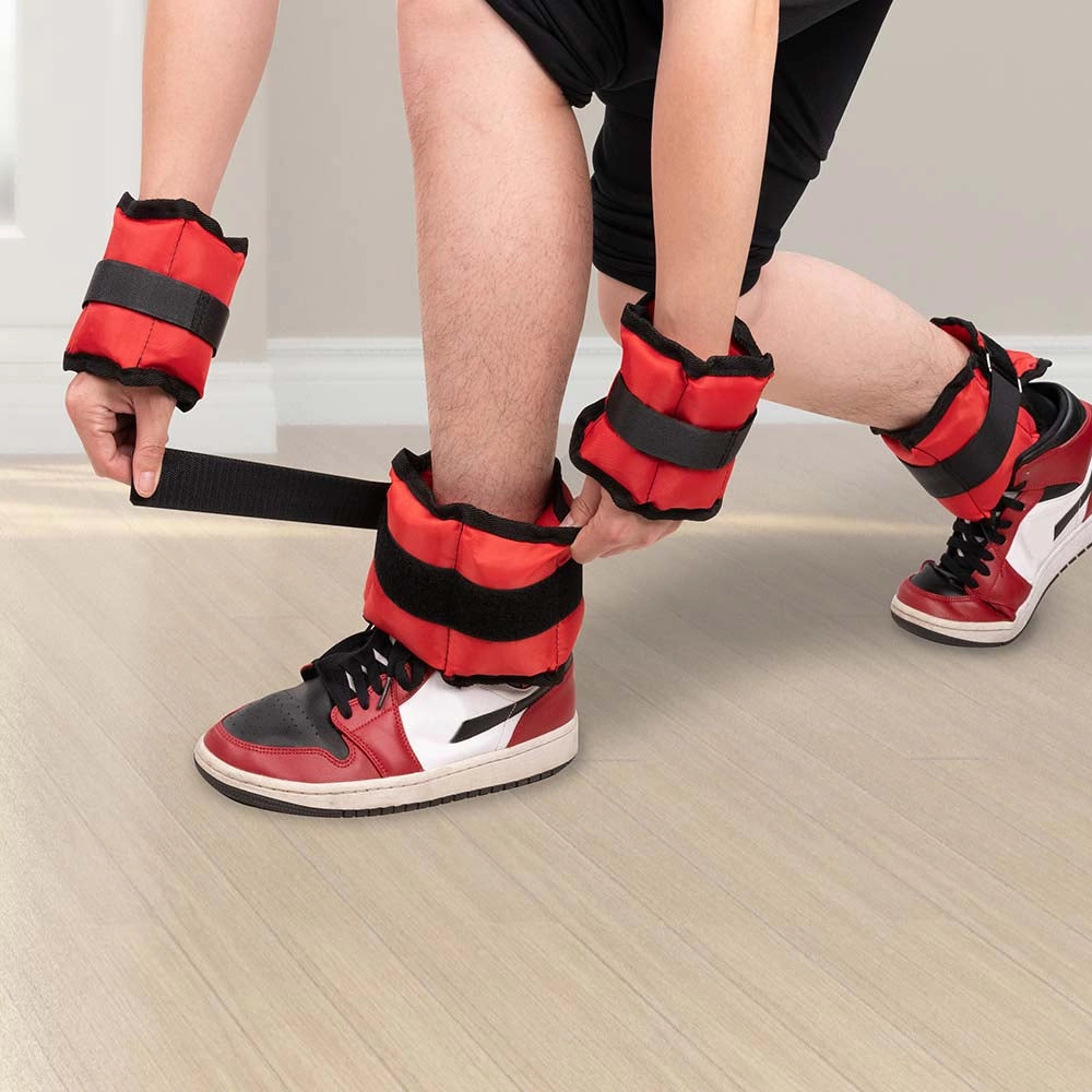 Kit 4 Pesi Allenamento Fitness 2KG+1KG Regolabili per Polsi e Caviglie Nero Rosso