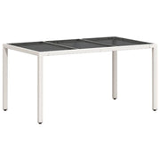 Tavolo da Giardino | Tavolino da esterno Piano in Vetro Bianco 150x90x75cm Polyrattan