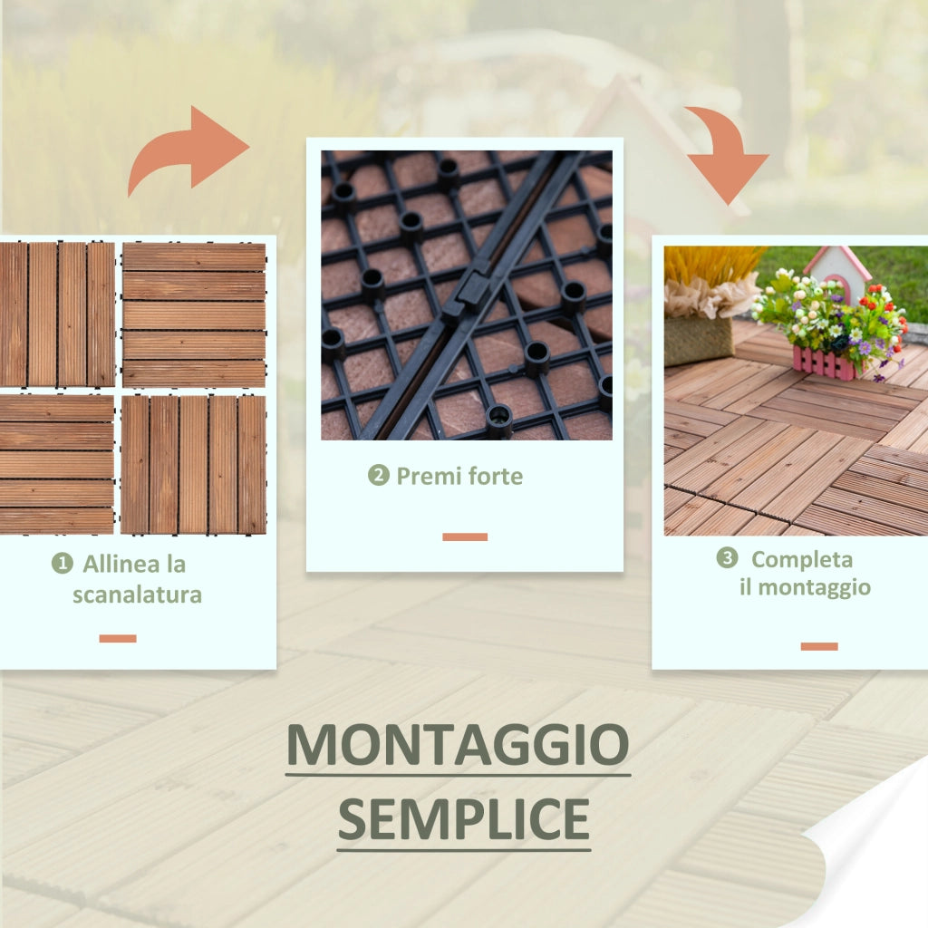 Pavimento Esterno in Legno ¨C zephmum ¨C Set 27 Pezzi 30x30x2.5cm