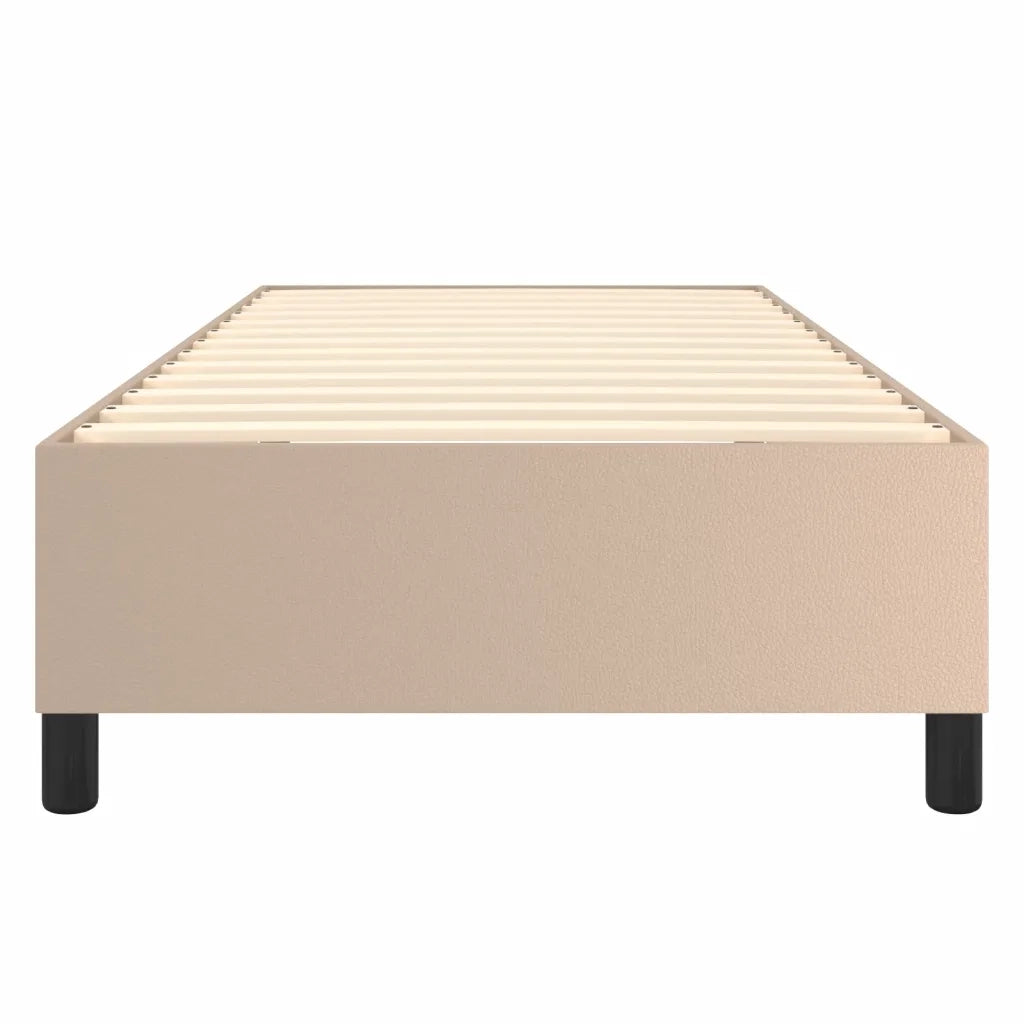 Struttura Letto a Rete a Molle-Giroletto Cappuccino 80x200 cm in Similpelle 150173