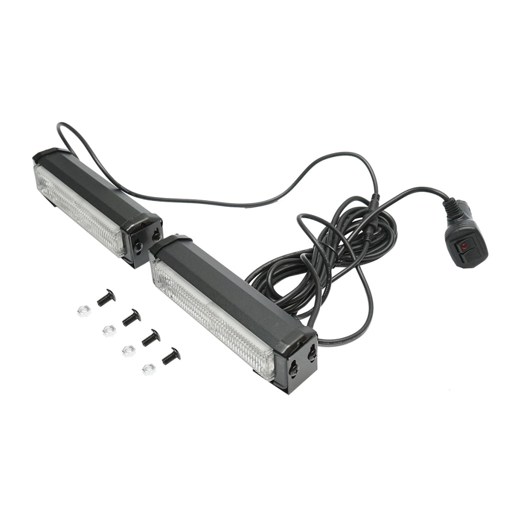 Set di 2 lampade LED gialle 12V, 18W, 17 modalità stroboscopiche, alloggiamento in alluminio 165x42x42mm
