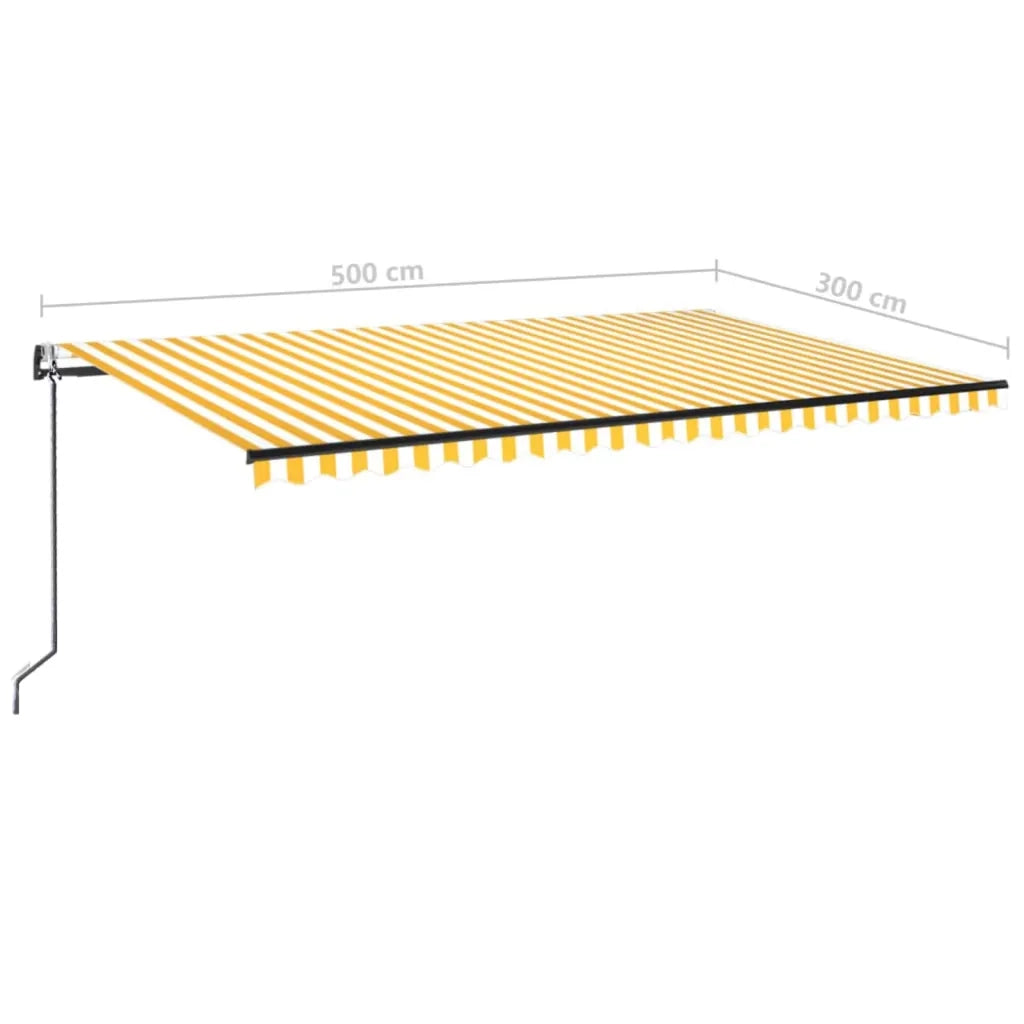 Tenda Automatica Sensore Vento e LED 500x300 cm Gialla Bianca 3069153