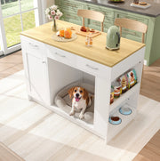 Isola da cucina con 3 cassetti e area per animali, 120 cm