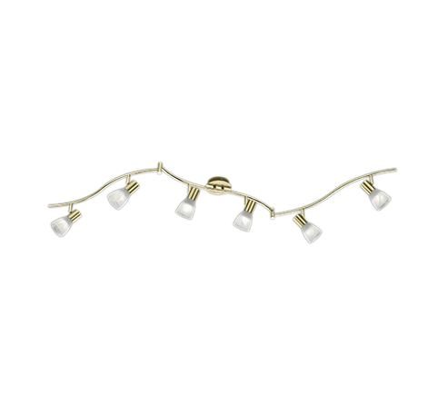 Barra 6 Spot Luci Faretti GU10 3W Orientabili Ottone Vetro Levisto GD Trio