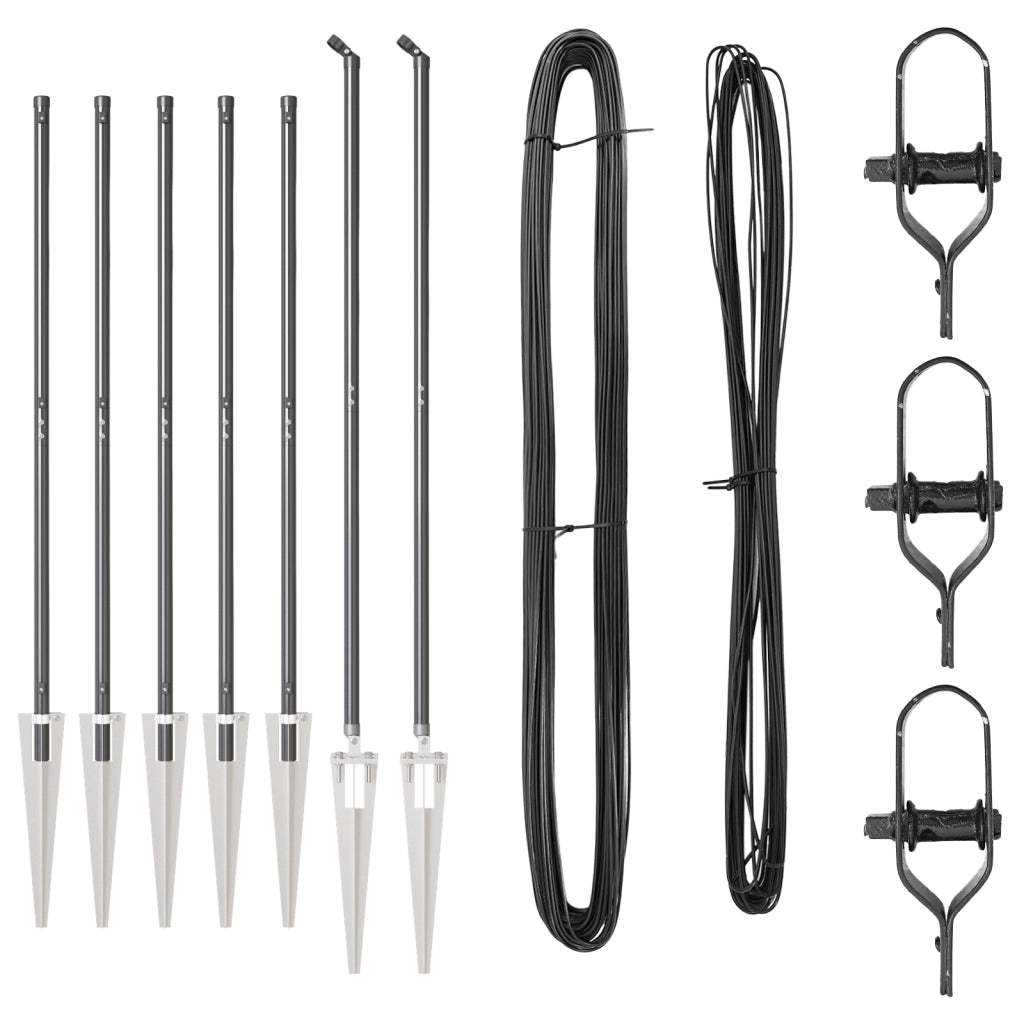 Posti per Recinzione con Punta 7 pcs Ã˜32 mm 140 cm in Acciaio Zincato