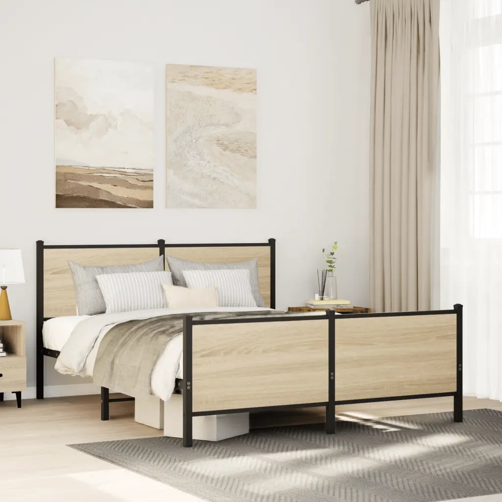 Giroletto senza Materasso in Metallo-Struttura Letto Rovere Sonoma 150x200 cm 274898