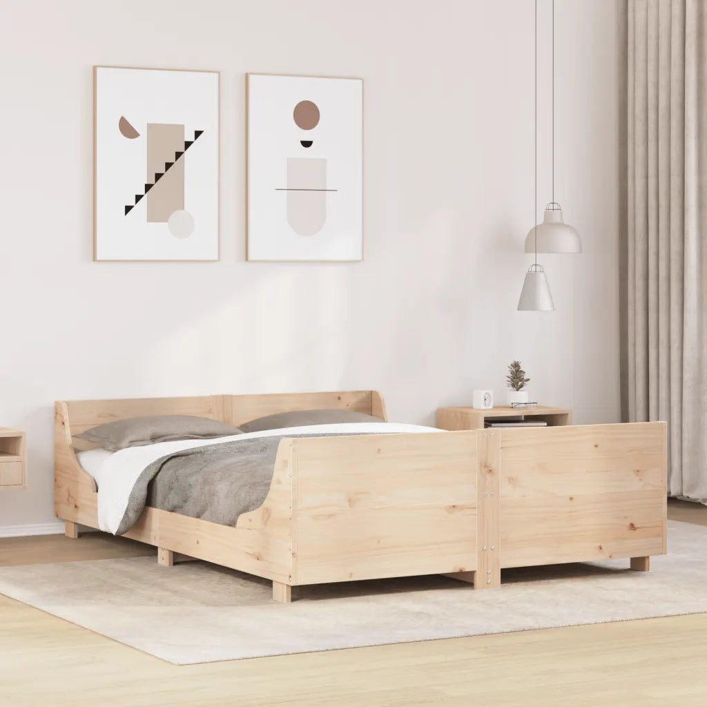 Letto matrimoniale | Letto per adulti | Letto senza Materasso 120x200 cm in Legno Massello di Pino