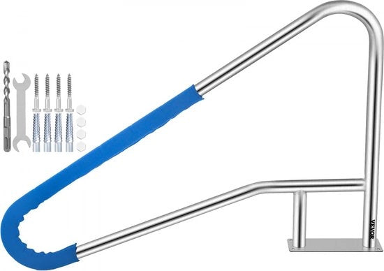 Piscina Leva Stab. Leunini 137x91,4 cm Leuning di Rilascio 113 kg Binario Piscina Sostegno 4,8 cm Tubo 2 mm Diametro con 1,2 m Copertura Manubrio 4 Anelli per Entrata/Uscita Piscina Spa Waterpark