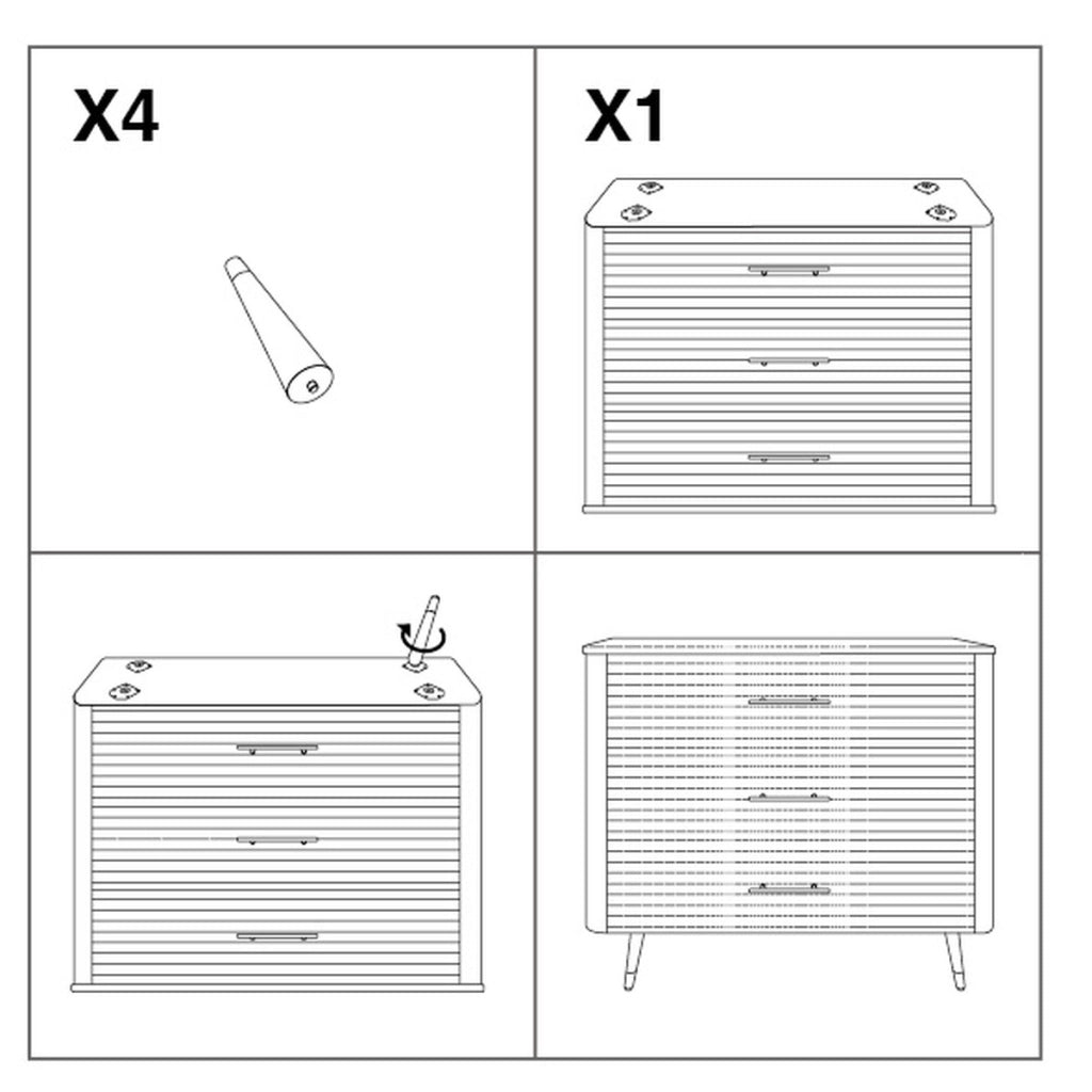 Cassettiera VKH8, Bianco, Legno, 78x37x80 cm