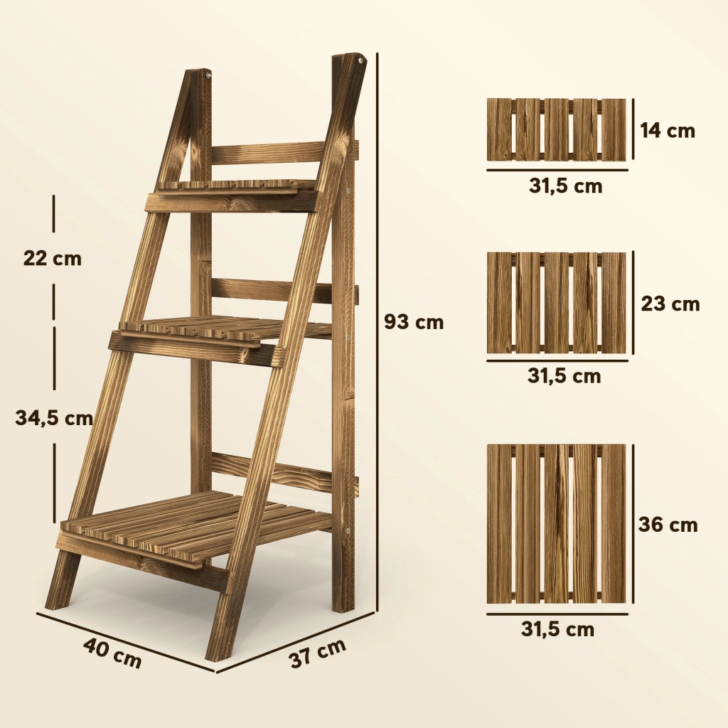 Libreria per Piante 3 Livelli Pieghevole ¨C zephmum ¨C Legno Naturale 40x37x93 cm