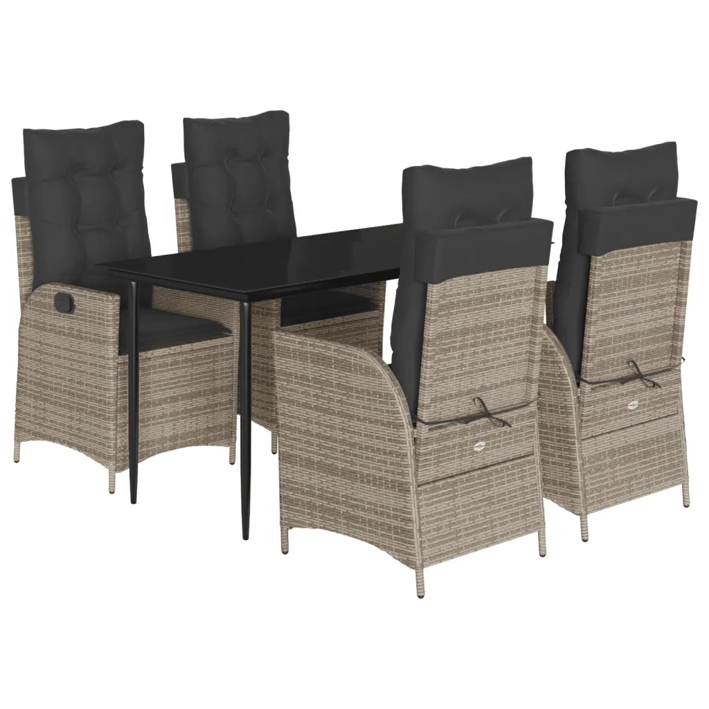 Set da Pranzo da Giardino 5 pz con Cuscini in Polyrattan Grigio 3213217