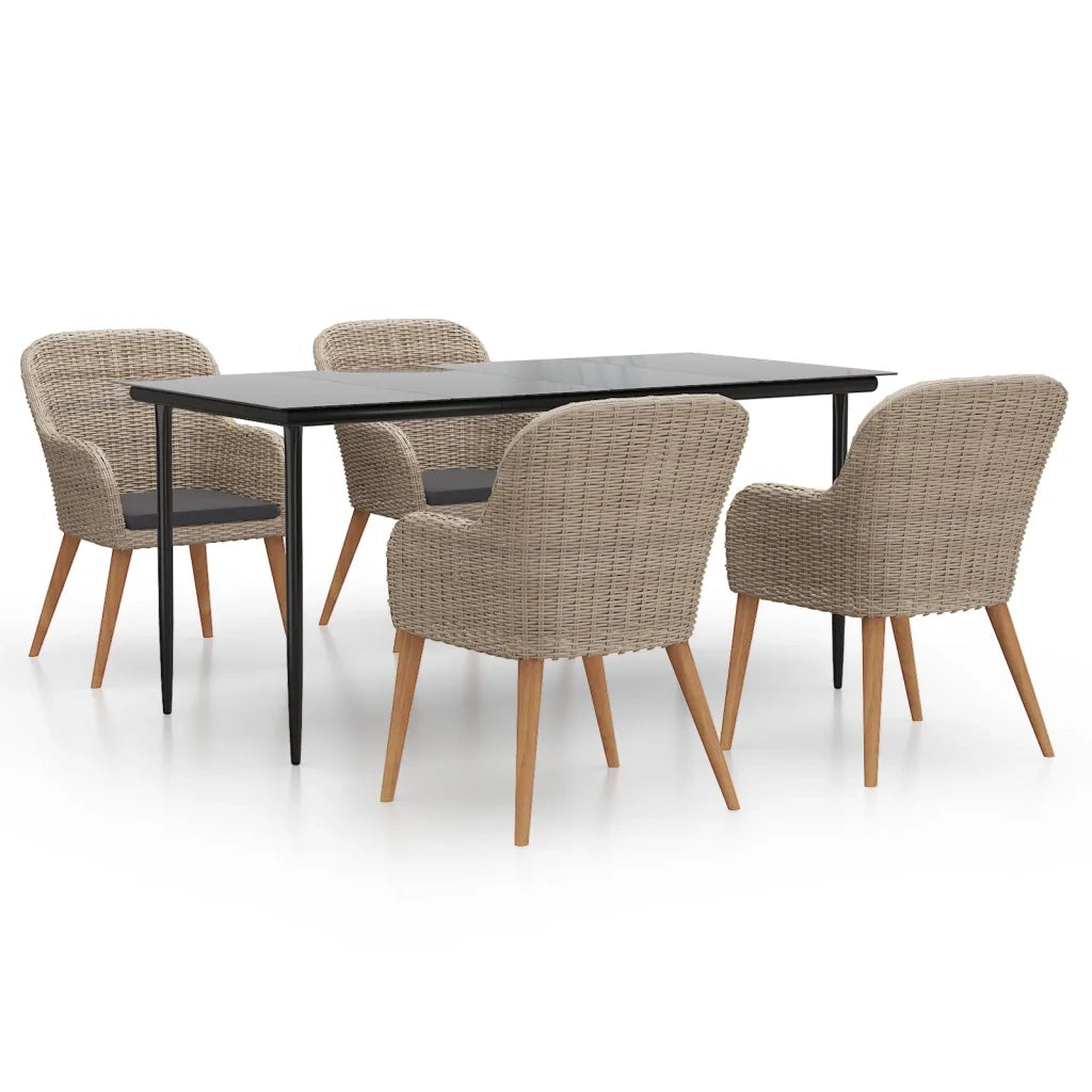 Set da Pranzo da Giardino 5 pz con Cuscini Marrone cod mxl 40043