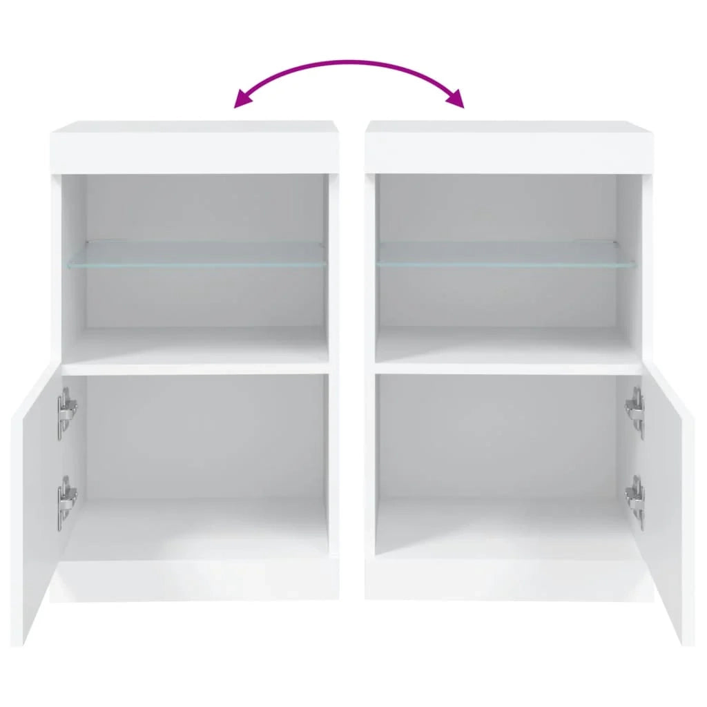 Buffet credenza cassettiera mobiletto mobile contenitore organizer per cucina soggiorno salotto con luci LED 41 x 37 x 67 cm bianco 02_0029851