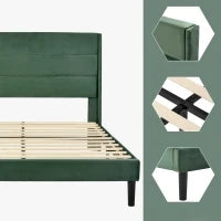 Struttura Letto Matrimoniale con piedini antiscivolo e Rete a Doghe, in Velluto, Spazio sotto il letto,140x200 Verde
