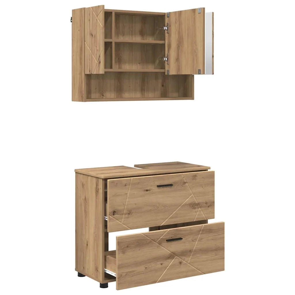 vidaXL Set di mobili per il bagno con porta 2 pcs rovere artigianale