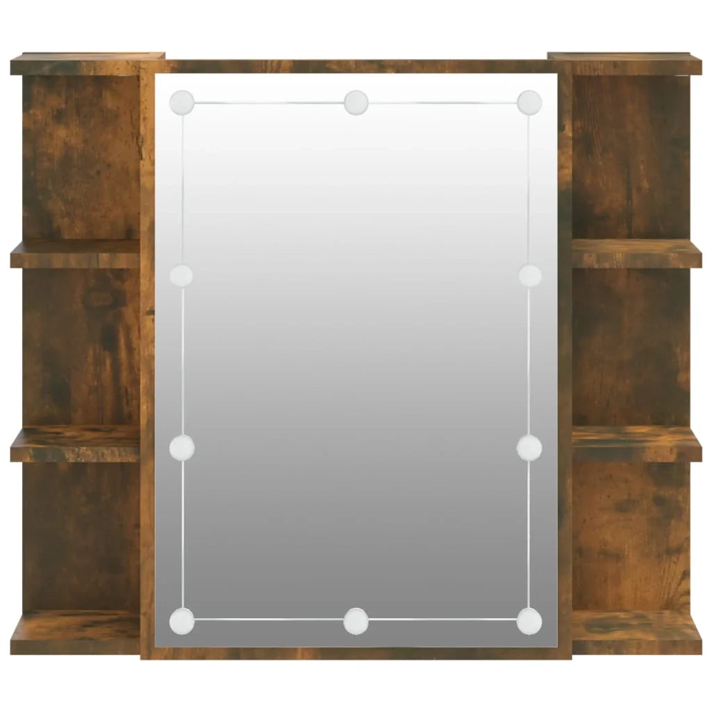 Armadio a specchio con illuminazione a LED 70 x 16,5 x 60 cm marrone 02_0006661