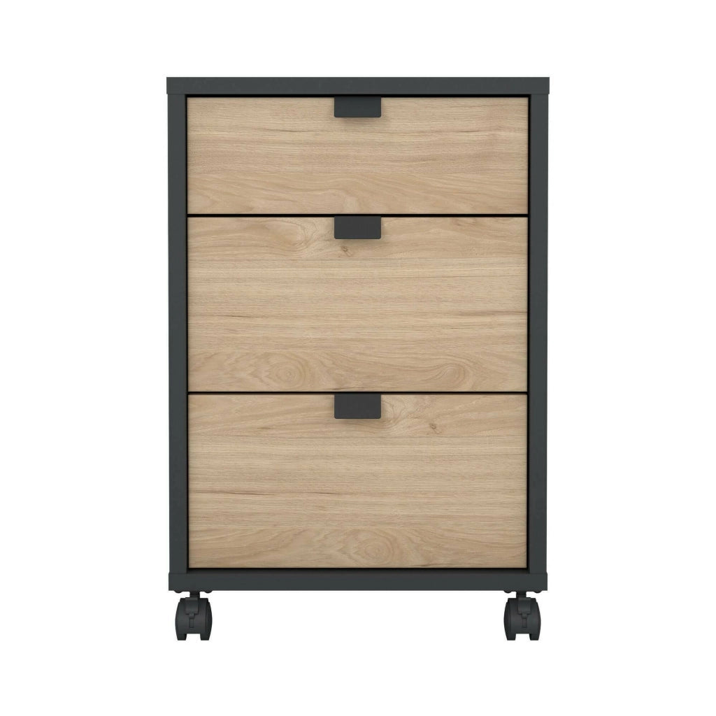 Cassettiera Agazzino, Settimino multiuso, Comò camera da letto, Mobile con cassetti, 48x41 h61 cm, Rovere e Grigio