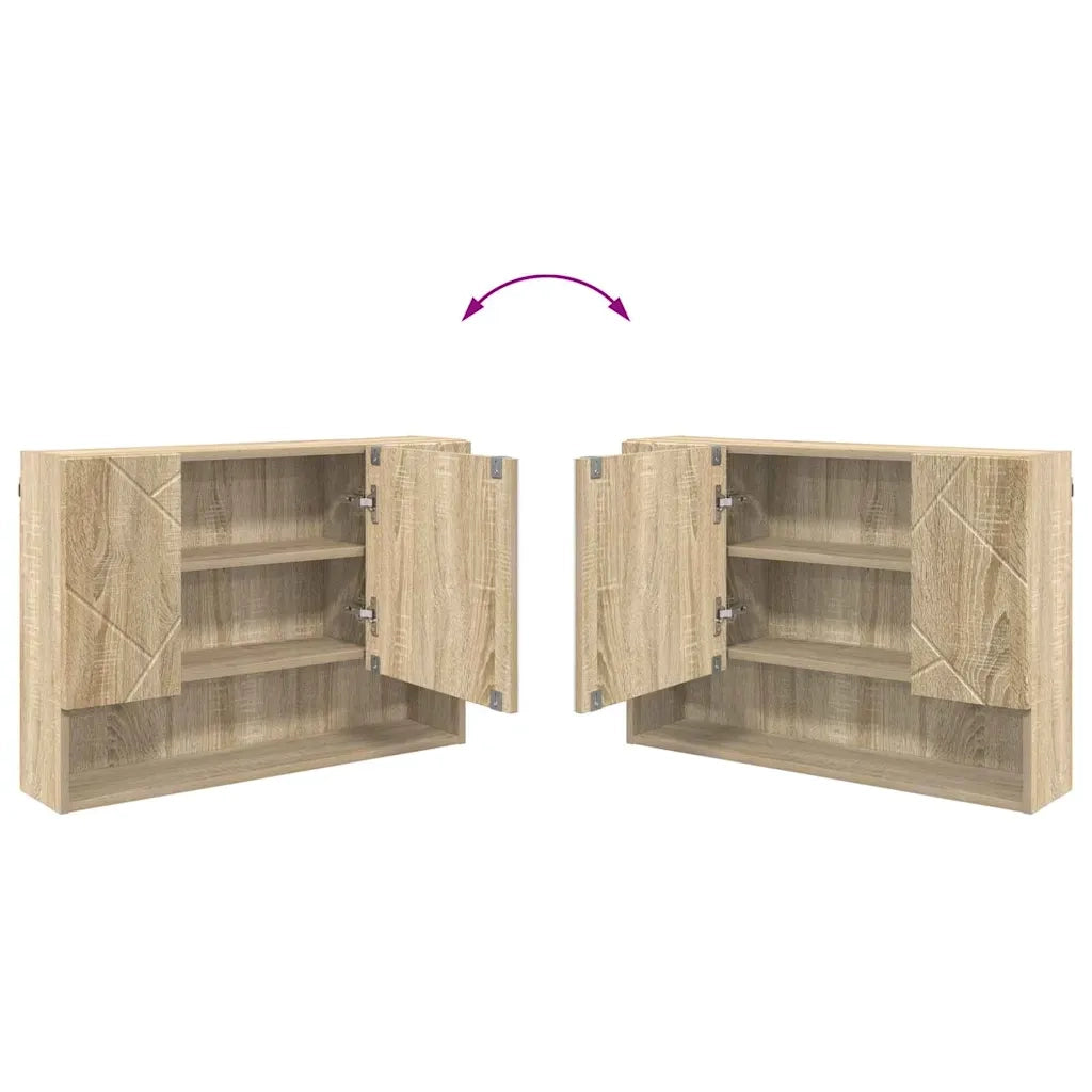 Mobiletto per specchio con porta Rovere Sonoma 80 x 17 x 55 cm 883356