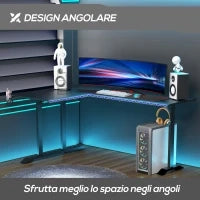 Scrivania Angolare per Gaming e Ufficio con Gancio per Cuffie e Porta Tazza, 168x109x78cm, Nero