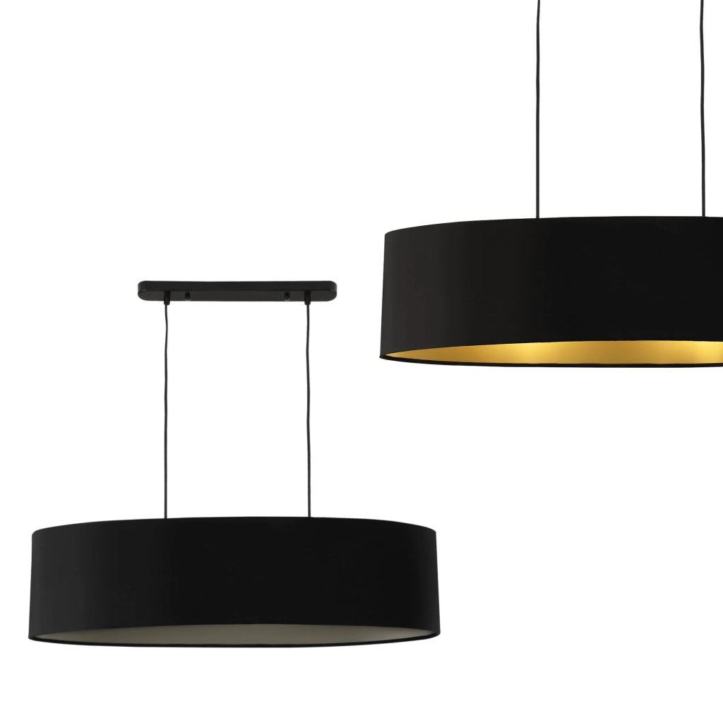 Lampada a Sospensione Westerbork con Paralume Ovale in Tessuto - Nero lux.pro