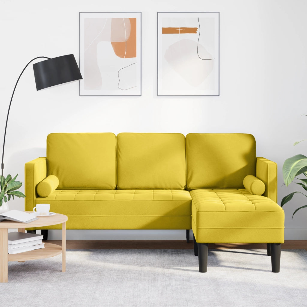 Divano a forma di L Giallo 173x131x67 cm in velluto